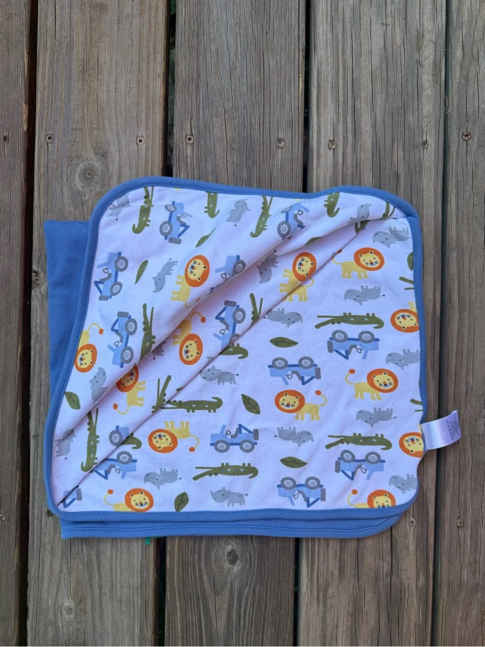 Gymboree Zoo Lion Baby Blanket Rhino Aligator Security 2012 Blue Green White